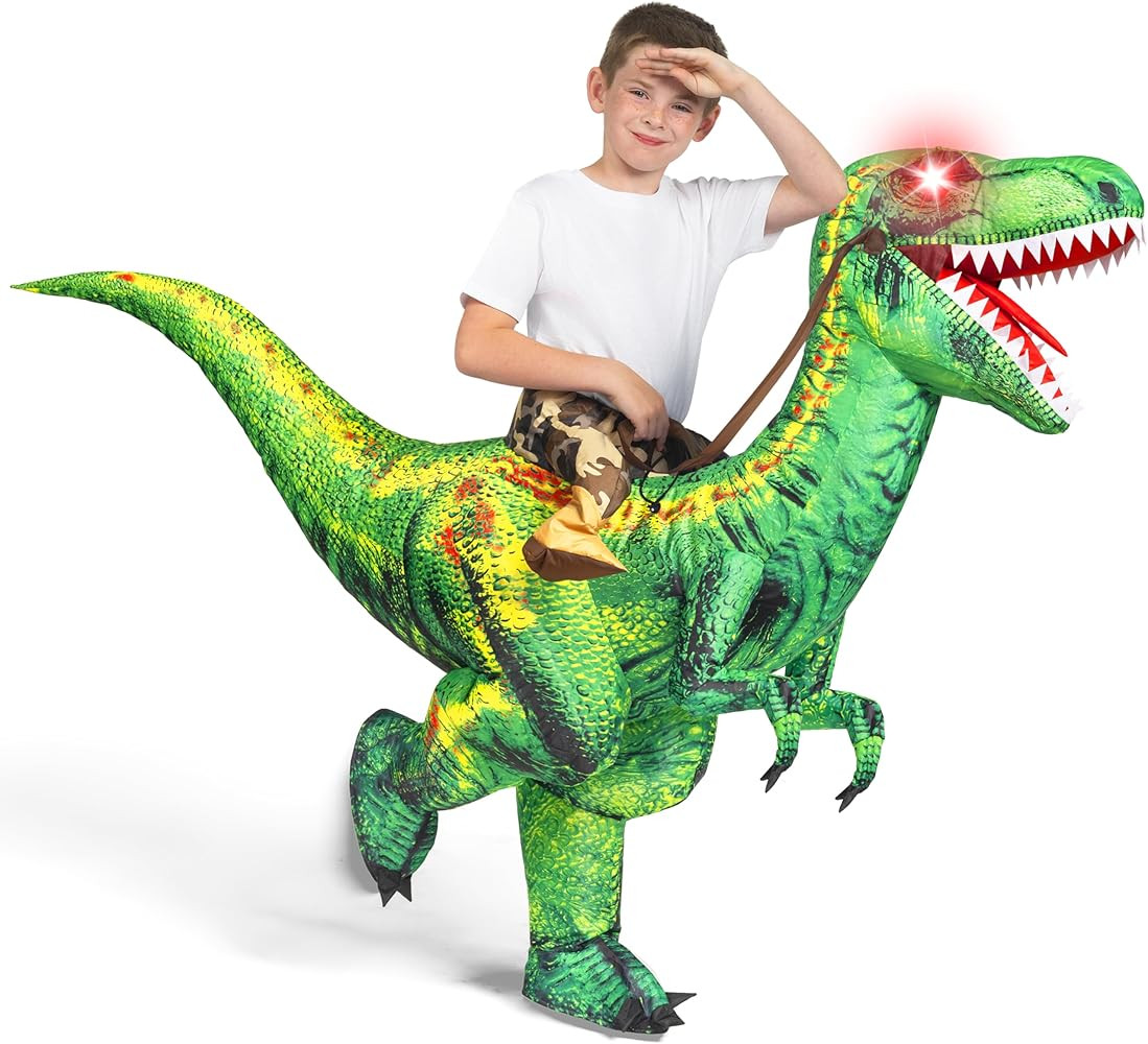 Spooktacular Creations Kids Halloween Raptor Inflatable Costume, LED Eyes Ride Raptor Dinosaur Bl... | Amazon (US)