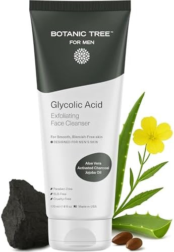 Botanic Tree Glycolic Acid Face Wash for Men - Facial Cleanser, Scrub - 10% Glycolic Acid with Ac... | Amazon (US)