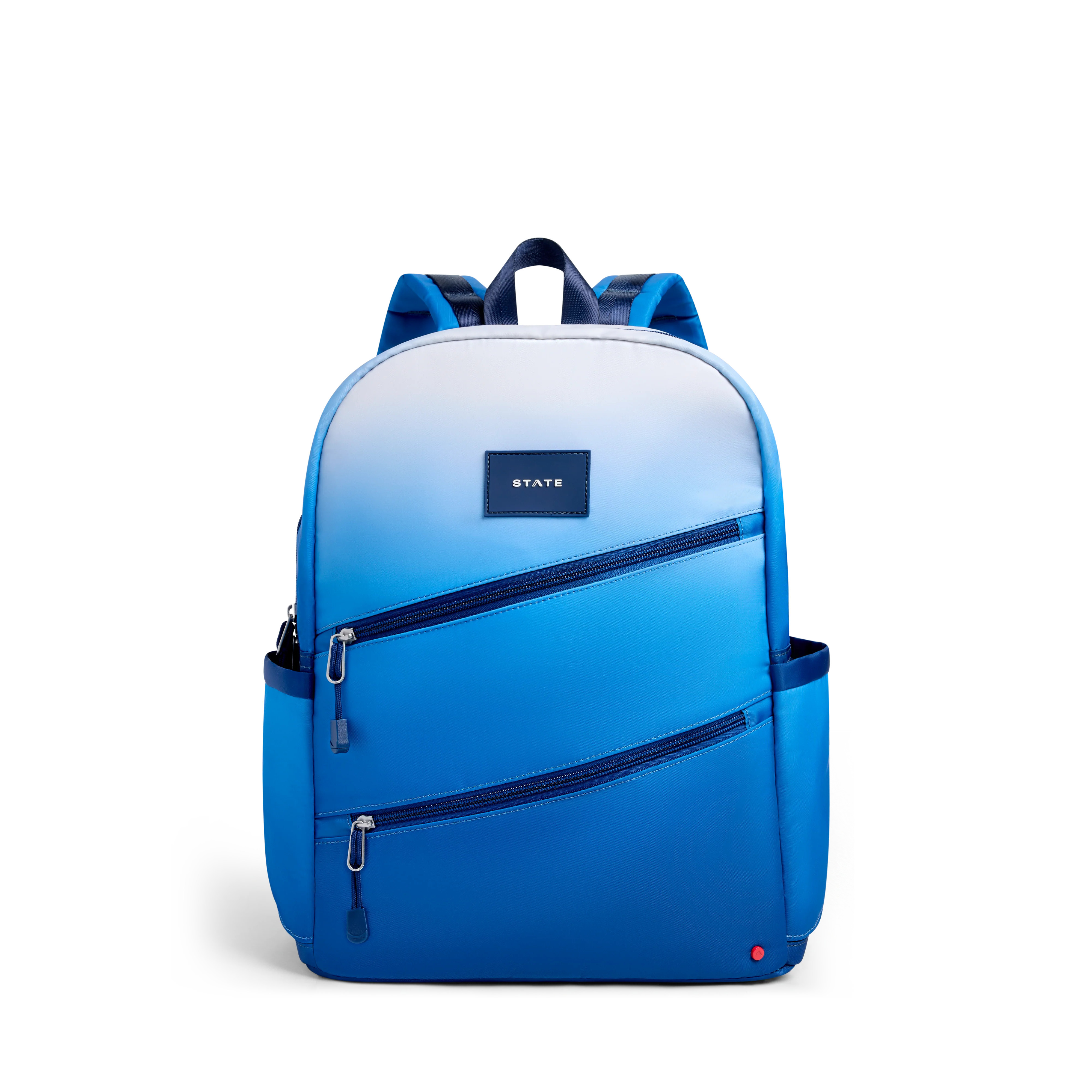 Kane Double Pocket Backpack - Blue Gradient Diagonal Zipper | STATE Bags