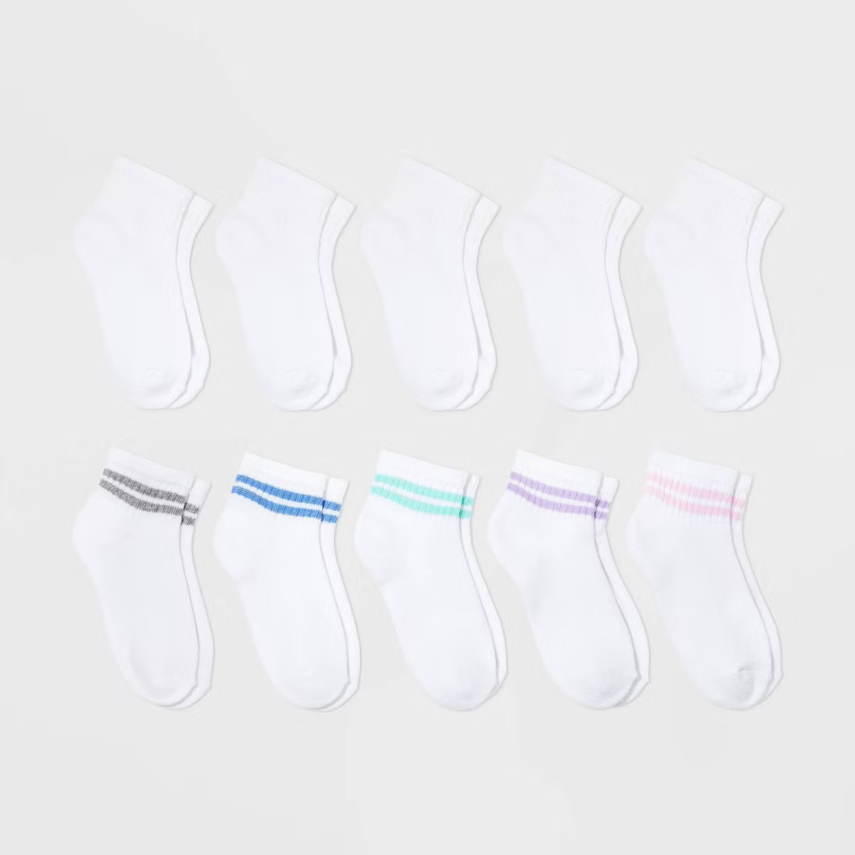 Girls' 10pk Ankle Striped Socks - Cat & Jack™ | Target