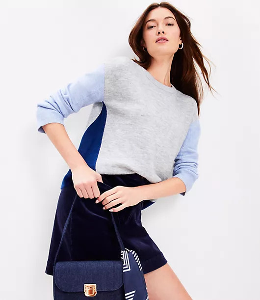 Loft Colorblock Ribtrim Flare Sleeve Sweater | LOFT