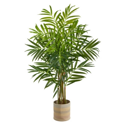 8' King Palm Artificial Tree in Handmade Natural Cotton Multicolored Woven Planter | Ashley Homestore