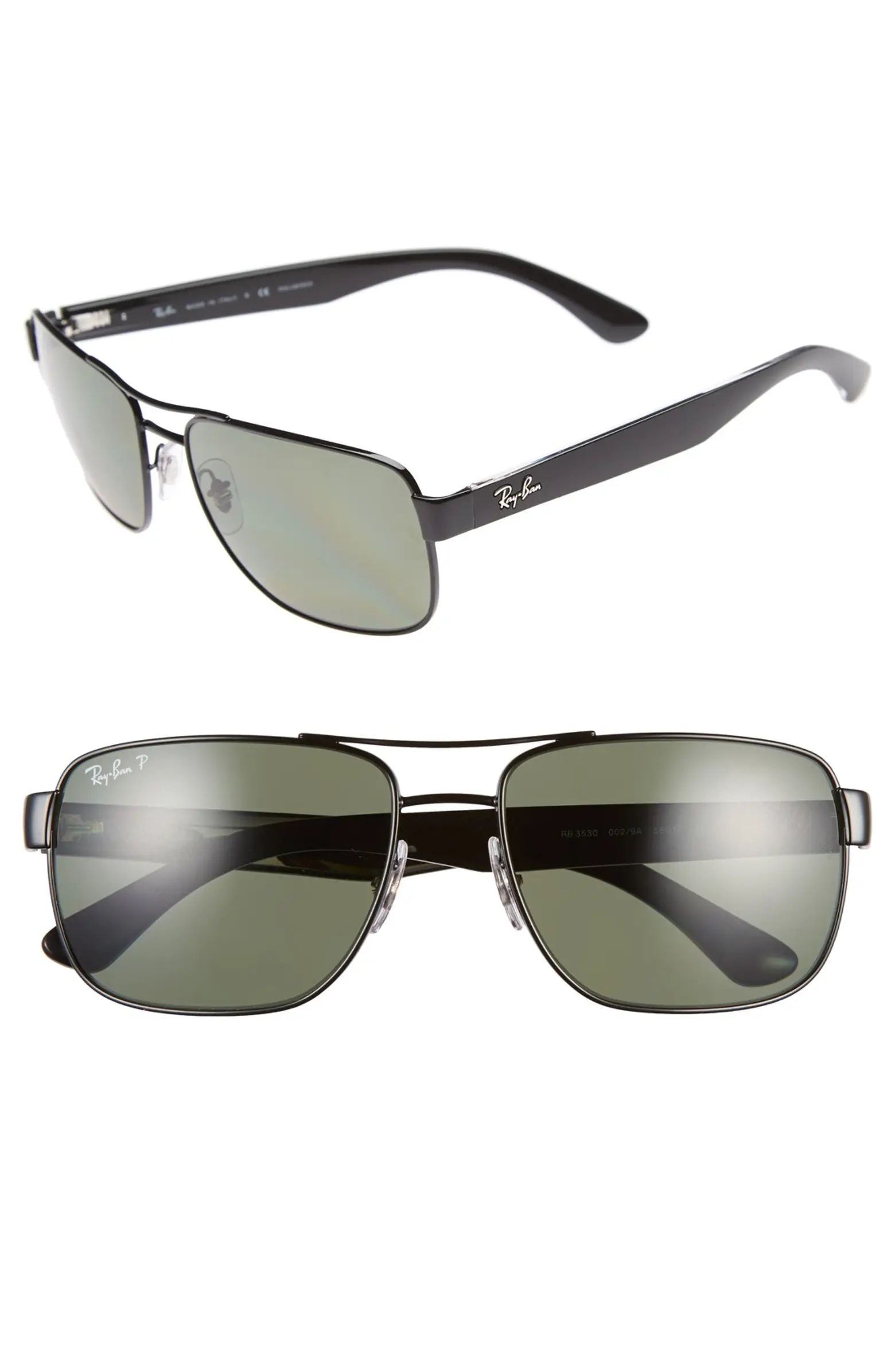 58mm Steel Aviator Polarized Sunglasses | Nordstrom
