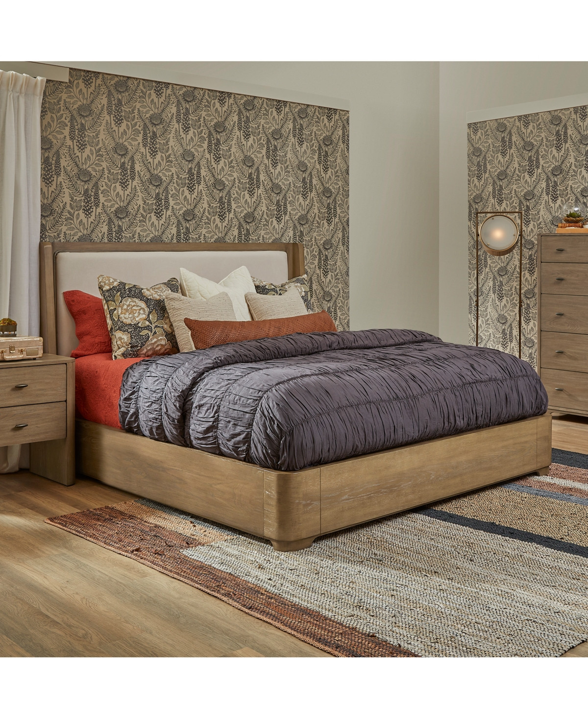 Nordic 3 Pc. King Upholstered Set (Bed, Chest & Nightstand) - Brown | Macy's