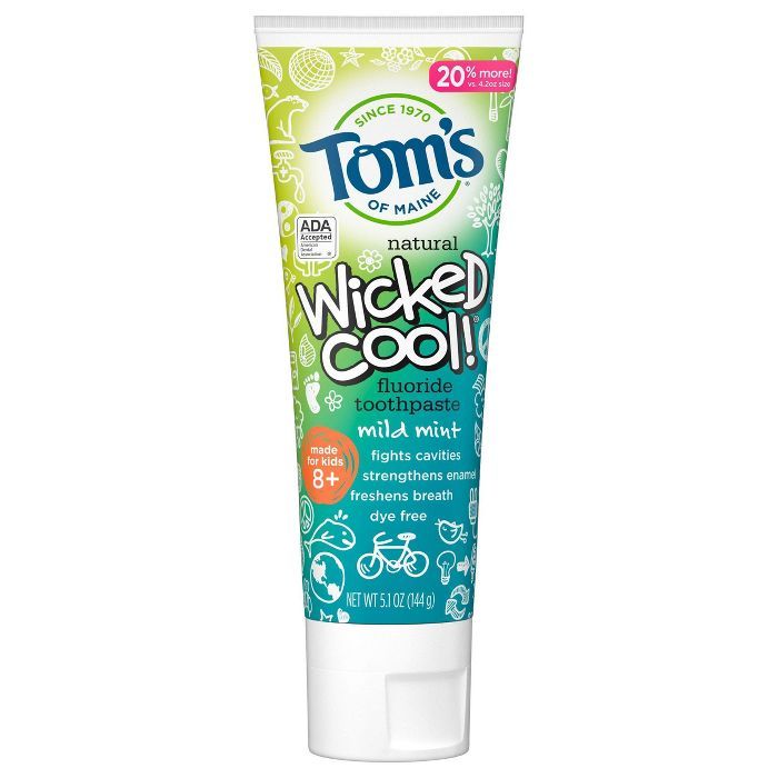 Tom's of Maine Wicked Cool! Mild Mint Anti-cavity Toothpaste - 5.1oz | Target