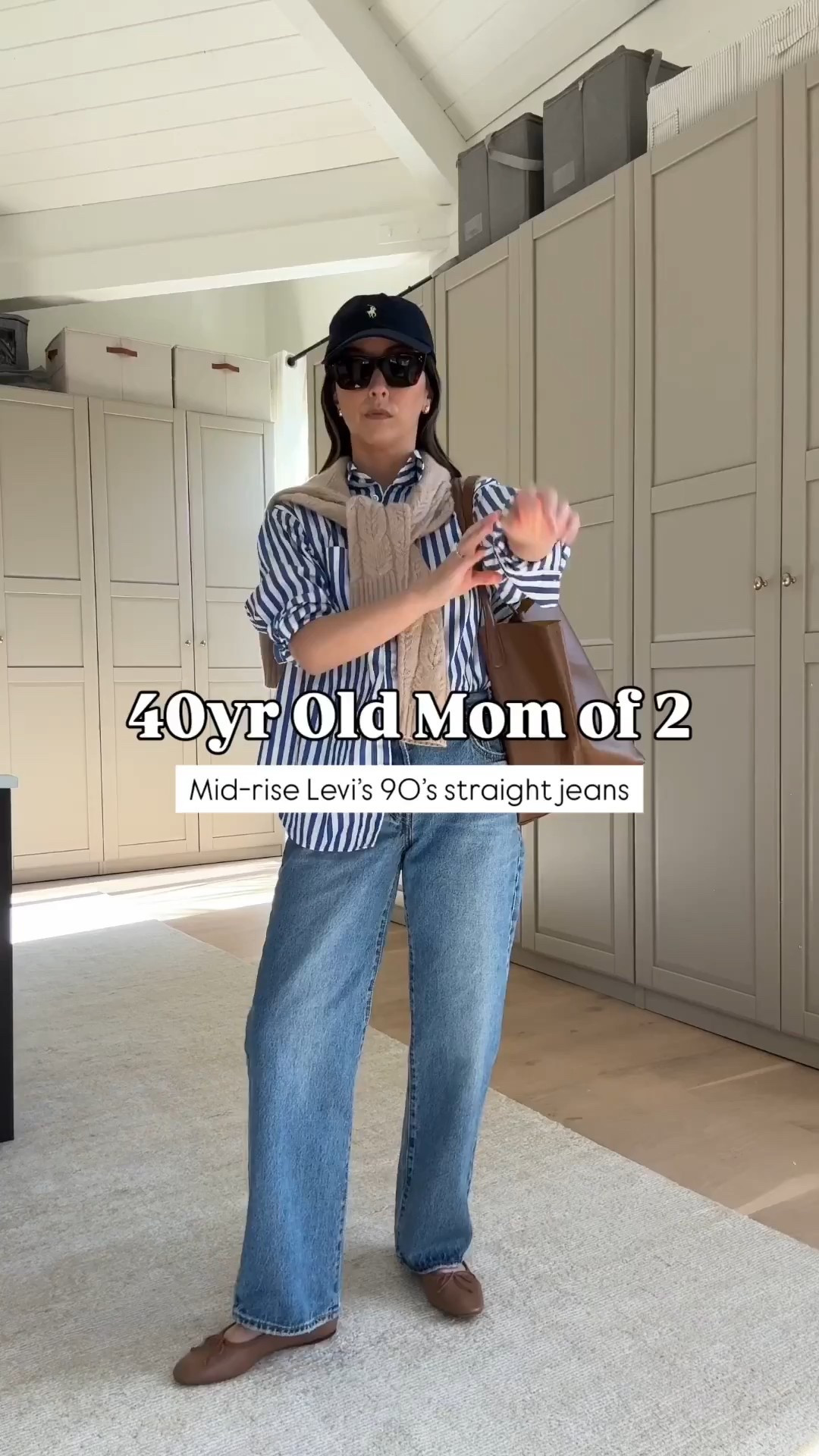 40yr old mom of 2 daily outfit: Mid-rise Levi's 90 jeans. Great petite length and the wash is fantastic. Wash is Sweetest Taboo - Medium Wash. 

Gap big shirt petite xs
Levi's 90's ankle jeans 25
Mansur Gavriel tote
Loeffler Randall flats 5
Polo Ralph Lauren hat
Celine sunglasses
Quince earrings
Filoro Cashmere sweater small - old

Petite style, Jeans 

#LTKootd #LTKgrwm #LTKPetite