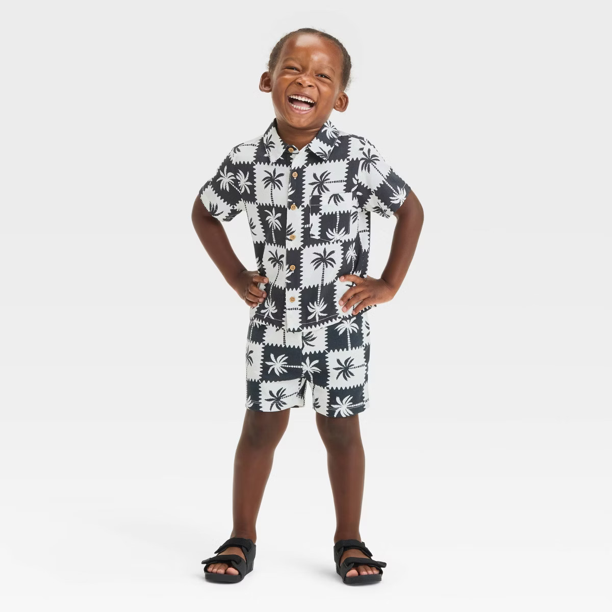 Grayson Mini Toddler Boys' Checkered Woven Set - Black | Target