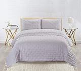 Sleeping Partners Embroidered Dot Microfiber Soft Wash 3 Piece, Full/Queen, Grey Quilt-Set | Amazon (US)