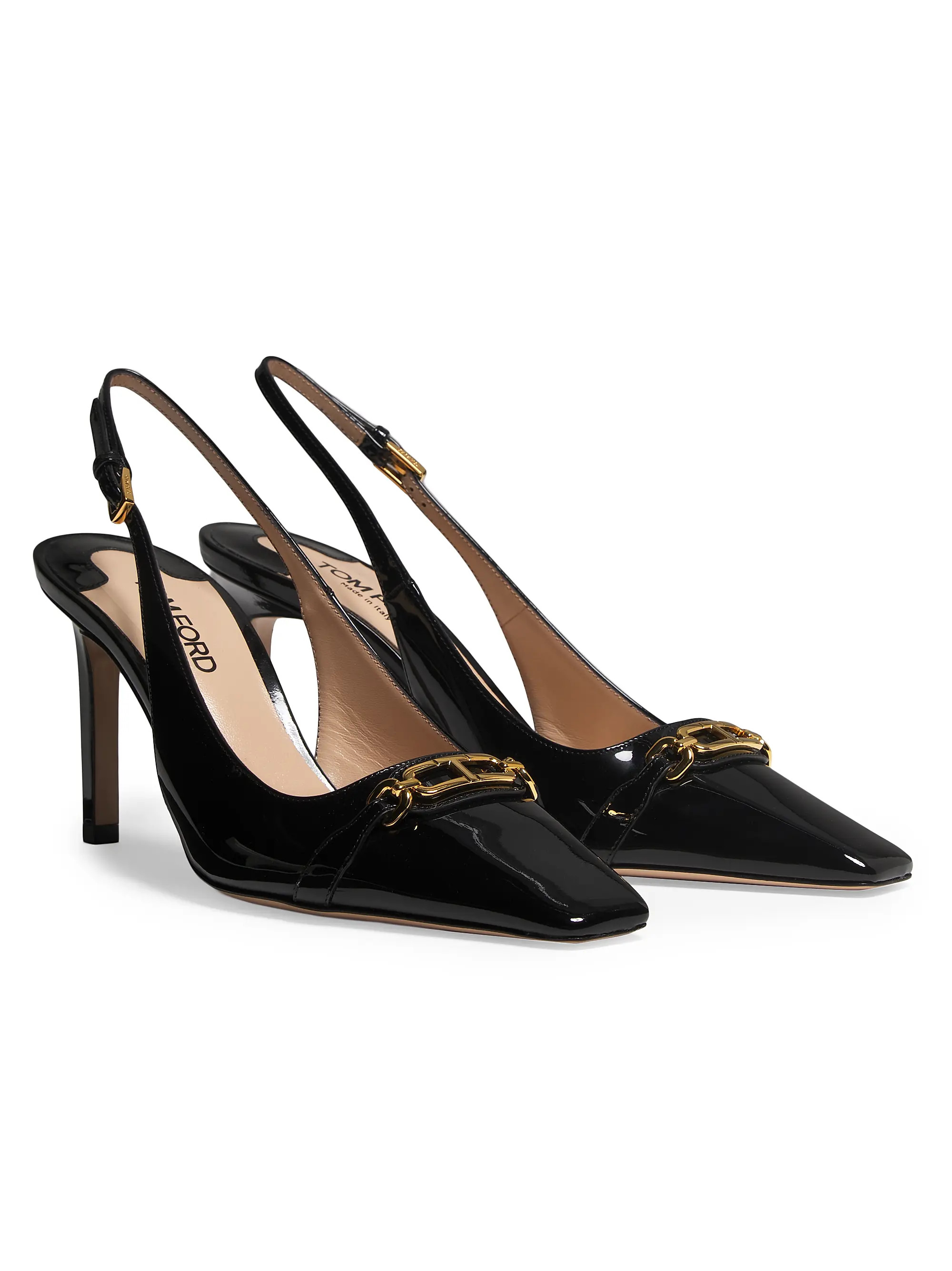 Shop TOM FORD 100MM Patent Leather Slingback Pumps | Saks Fifth Avenue | Saks Fifth Avenue