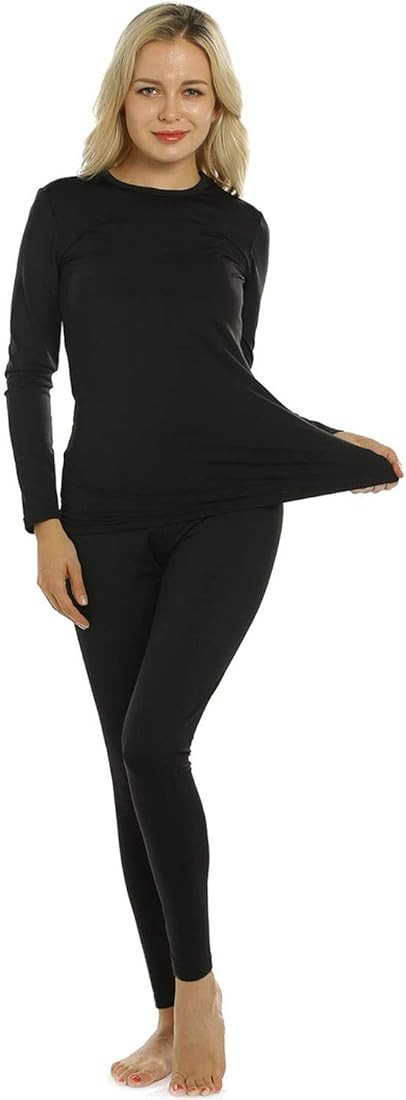 Thermal Underwear Set for Women Long Johns Fleece Lined Base Layer Soft Top Bottom | Amazon (US)