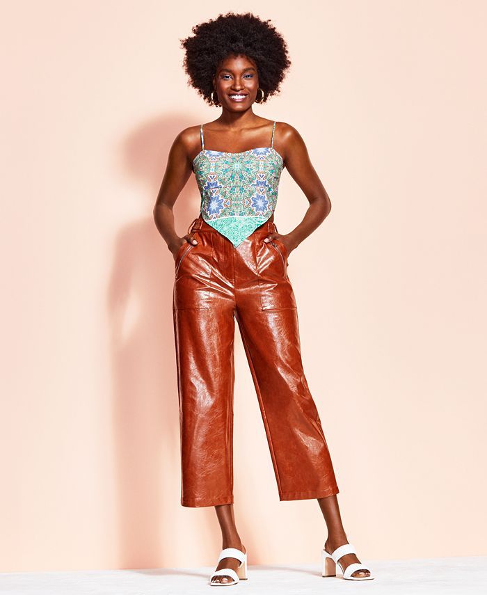 Royalty by Maluma Faux-Leather Cropped Pants, Created for Macy's & Reviews - Pants & Capris - Wom... | Macys (US)