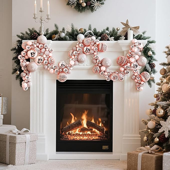 9.8 Ft Christmas Ball Garland Ornaments Bauble Garland Glitter Shatterproof Christmas Tree Ball O... | Amazon (US)