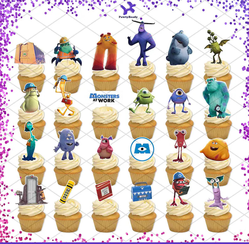 Monster Inc Cupcake Toppers Birthday Party Food Picks Cake Decoration Kids University At work | Etsy (Global)