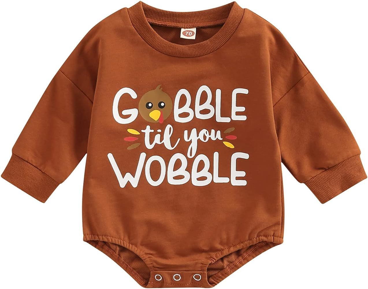 Baby Girl Halloween Clothes Pumpkin Print Sweatshirt Romper Bubble Onesie Cute Fall Thankgiving O... | Amazon (US)