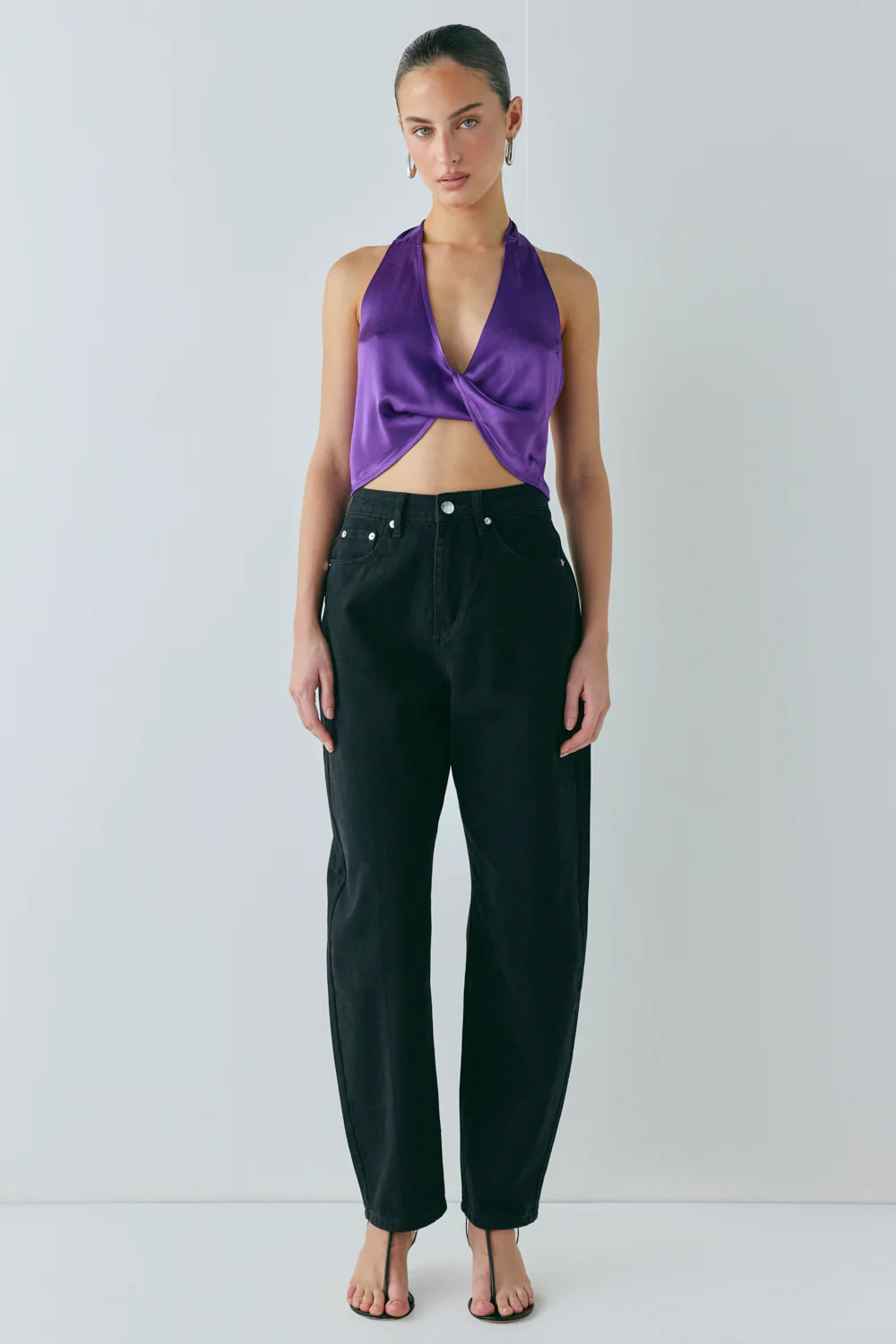 Darcy Satin Halter Top Violet | VRG Grl