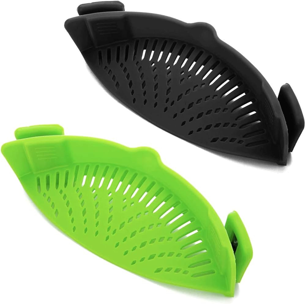 2 Pcs Clip on Strainer, Pot Strainer for Pasta Meat Vegetables Fruit, Silicone Strainer - Fit All... | Amazon (US)
