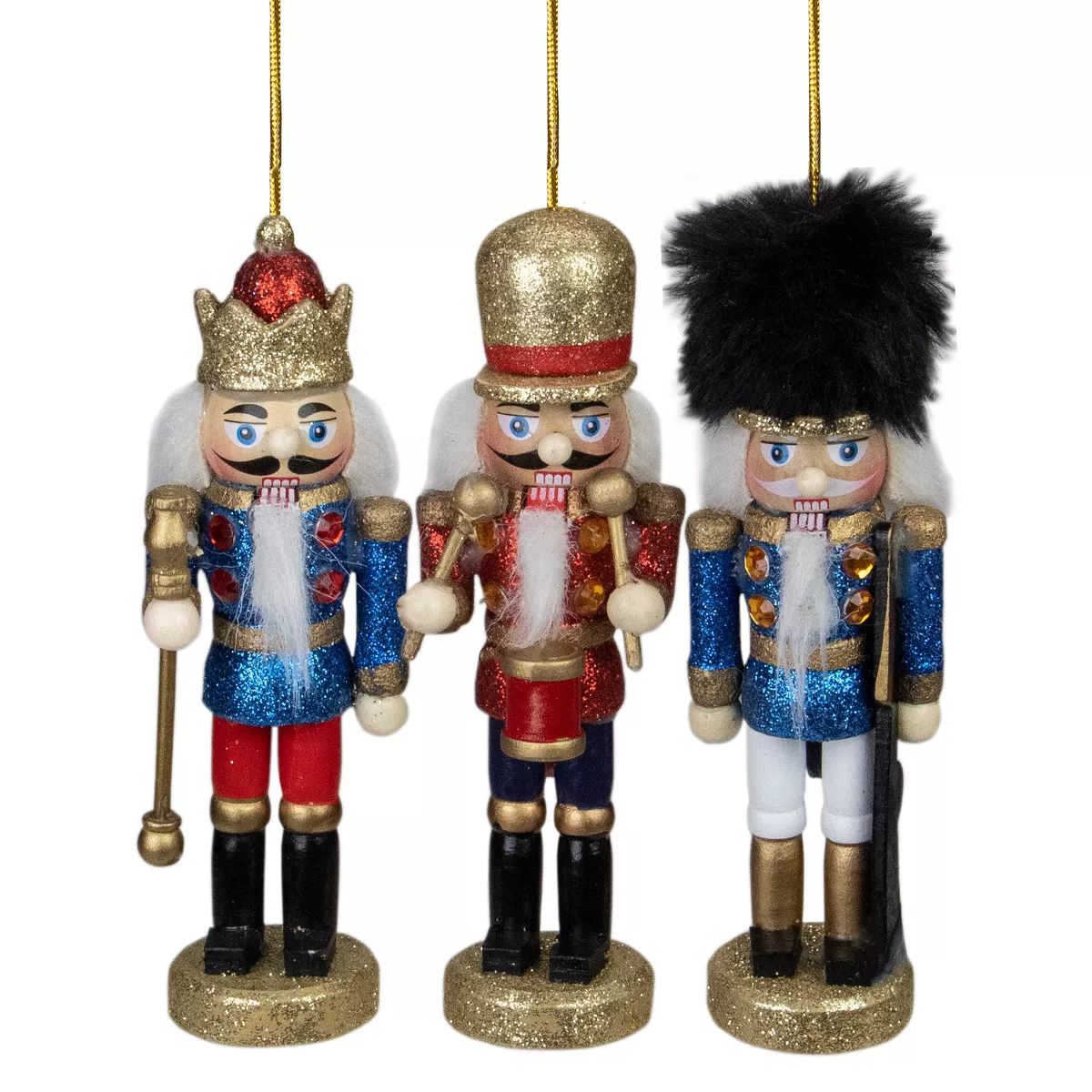 Northlight Set of 3 Glittery Nutcracker King, Soldier and Drummer Ornaments 5.25" | Target