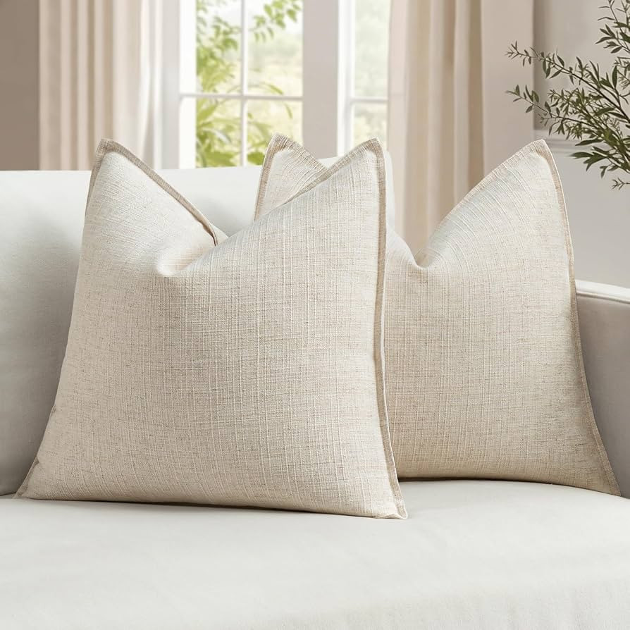 MIULEE Thick Textured Decorative Throw Pillow Covers 18x18 in Natural Beige | Amazon (US)