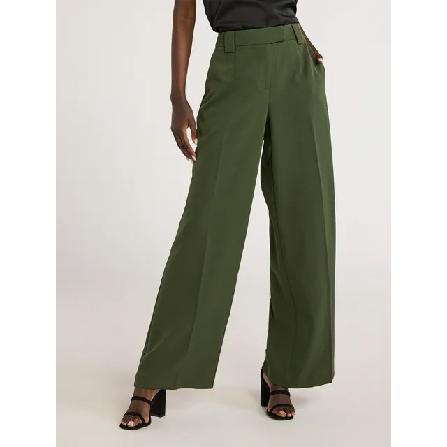 Scoop Women’s Ultimate Crepe Wide Leg Trousers, 32.5" Inseam, Sizes 0-20 - Walmart.com | Walmart (US)