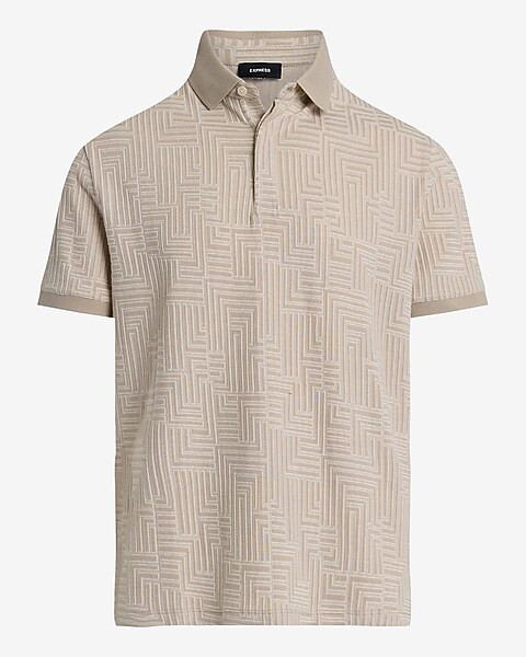 Textured Geo Jacquard Short Sleeve Polo | Express