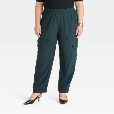 Women's High-Rise Ankle Cargo Pants - A New Day™ Dark Green 3X | Target