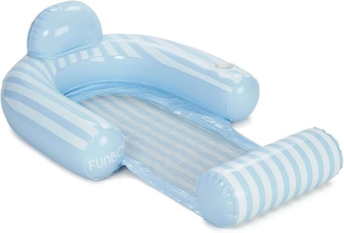 FUNBOY Coastal Stripe Mesh Chair 2-in-1 Water Chair with Cooling Mesh and Water Hammock Inflatabl... | Amazon (US)