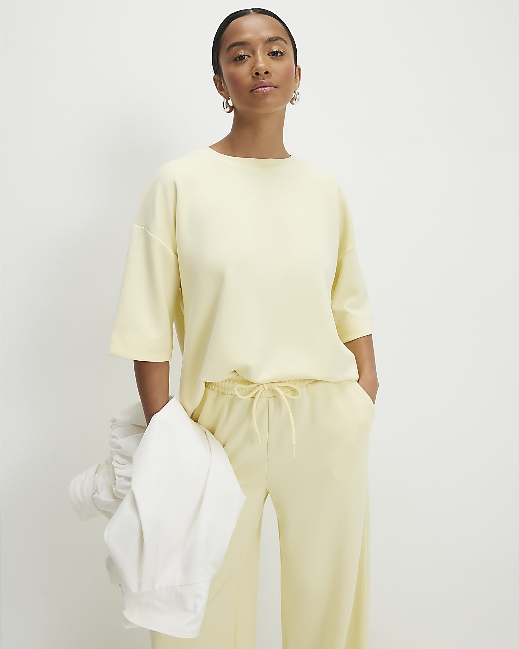 Petite Yellow Premium Boxy T-shirt | River Island UK & IE