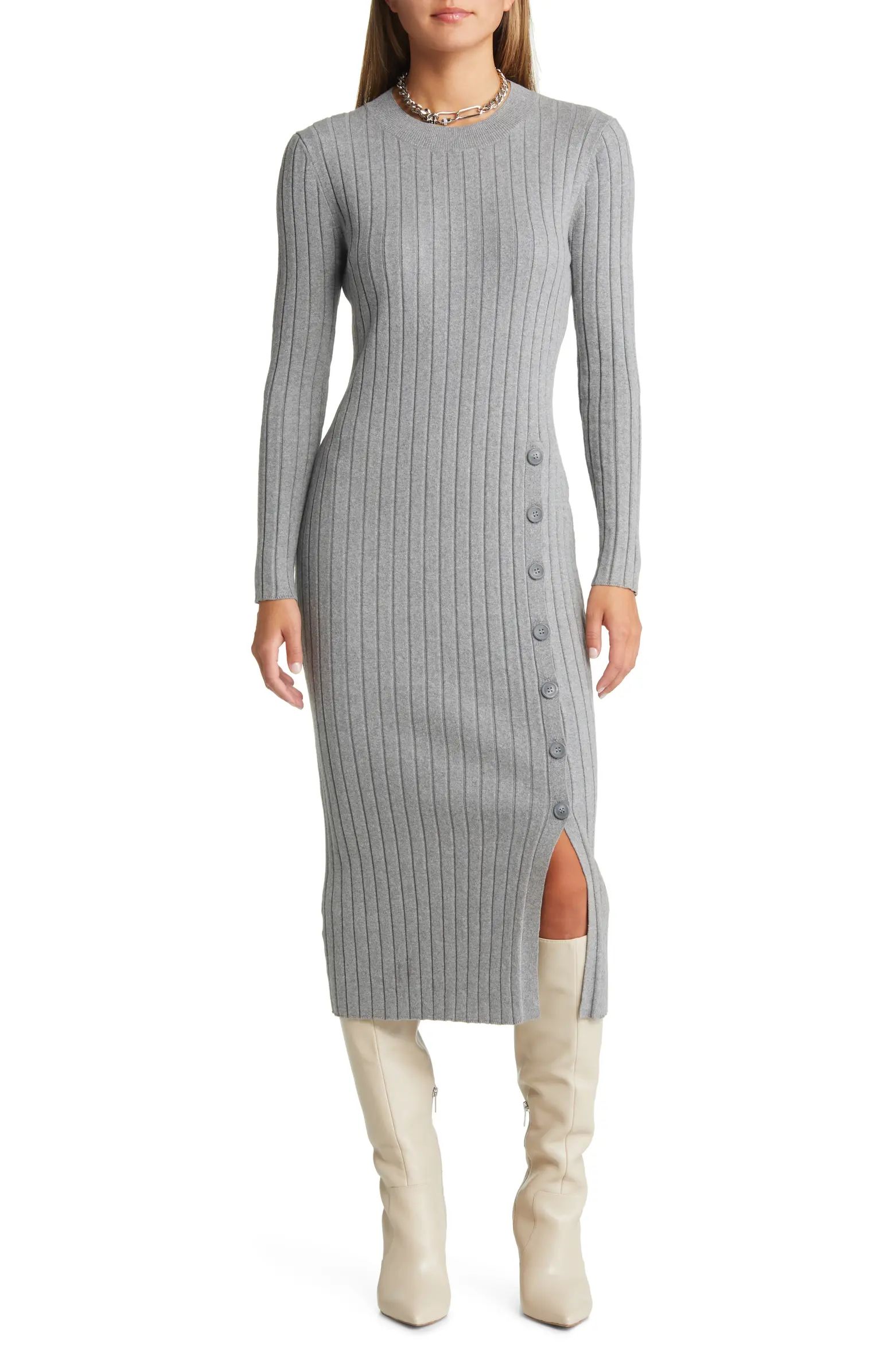 Open Edit Women's Button Sweater Midi Dress | Nordstrom | Nordstrom