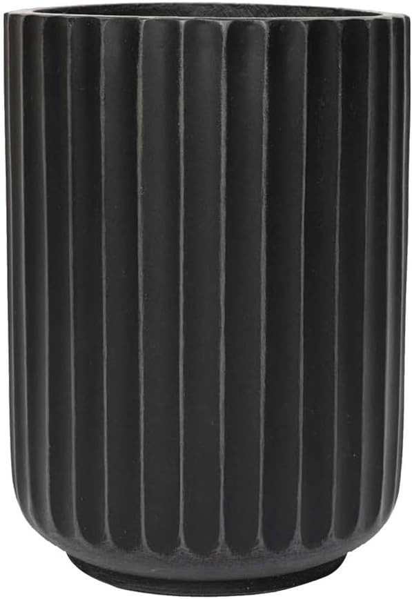 DTY Signature Mount Elbert 1-piece Fluted Fiberstone Planter for Indoor/Outdoor, Black, 22" H x 1... | Amazon (US)