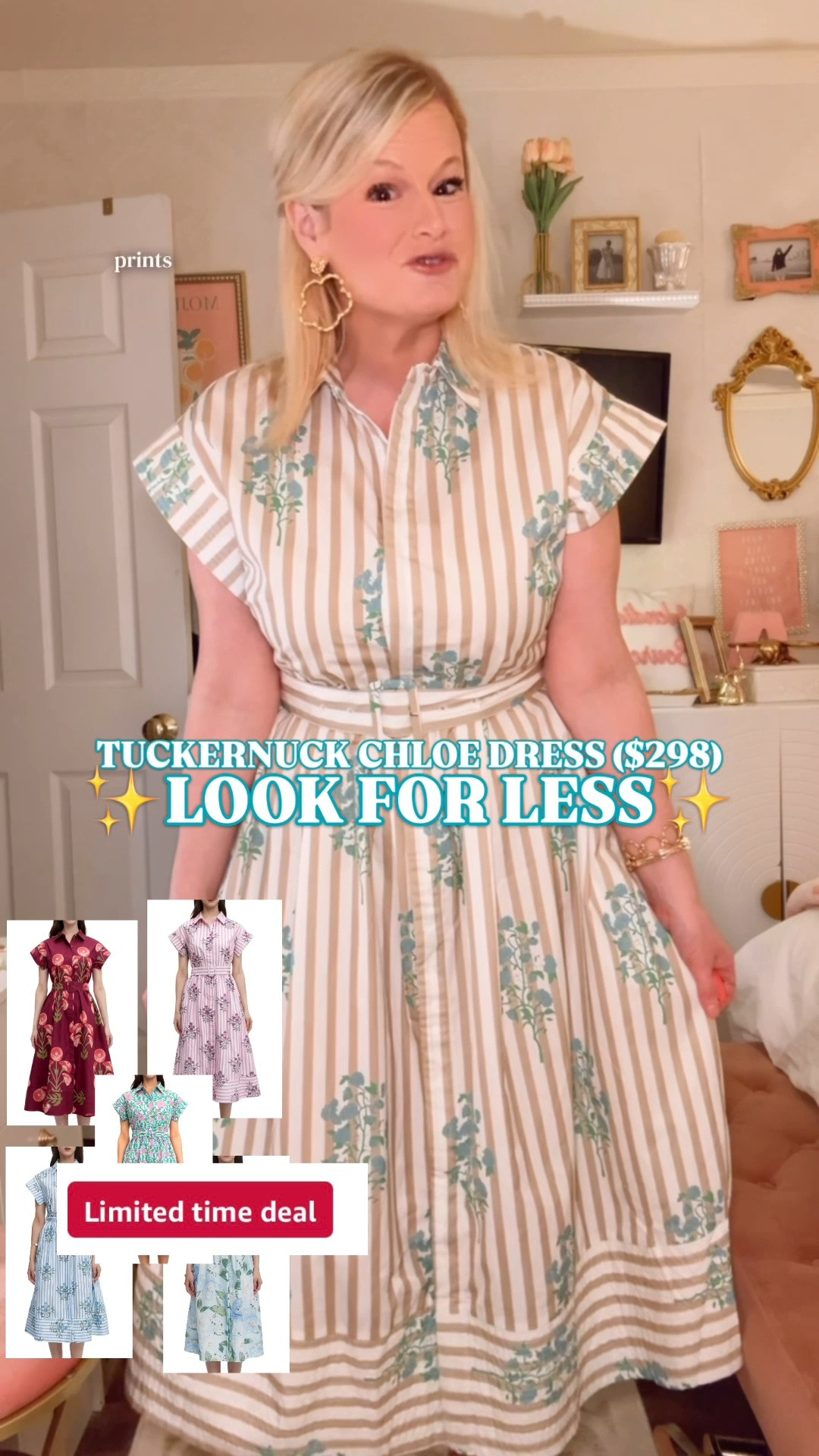 Tuckernuck Chloe look for less | Amazon shirt dress | belted midi dress | cotton dress | wedding guest dress

The $298 Tuckernuck Chloe look is on a limited time deal, and this style rarely budges in price.

The neutral stripe with aqua botanical print lands squarely in the Tuckernuck lane. Shirt collar. Belted waist. Full midi skirt. Pockets. 100% cotton. The Chloe silhouette, without the $298 receipt.

I’m in a large. It runs smaller through the bust, so size up if you want more room there. Available in so many prints.

Wear it for summer weddings, bridal showers, baby showers, church, teacher outfits, work outfits, garden parties, brunch, country club lunches, vacation dinners, family photos, and late summer events. Add sandals now, then loafers, ballet flats, or a cardigan as fall gets closer.

Tuckernuck Chloe look for less, Tuckernuck Chloe dress look for less, Tuckernuck inspired dress, Tuckernuck look for less, Amazon shirt dress, Amazon midi dress, Amazon summer dress, Amazon wedding guest dress, belted shirt dress, belted midi dress, cotton shirt dress, 100 cotton dress, striped floral dress, blue floral dress, botanical print dress, wedding guest dress, teacher dress, work dress, church dress, bridal shower dress, baby shower dress, garden party dress, vacation dress, resort dress, preppy summer dress, fall transition dress, designer look for less, Amazon fashion finds

#LTKFindsUnder50 #LTKFindsUnder100 #Tuckernuck #LookForLess #WeddingGuestDress #TeacherOutfit #Workwear #SummerDress

#LTKSeasonal #LTKSaleAlert #LTKWedding