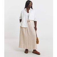 Tie Waist Bead Linen Mix Midaxi Skirt | Simply Be (UK)