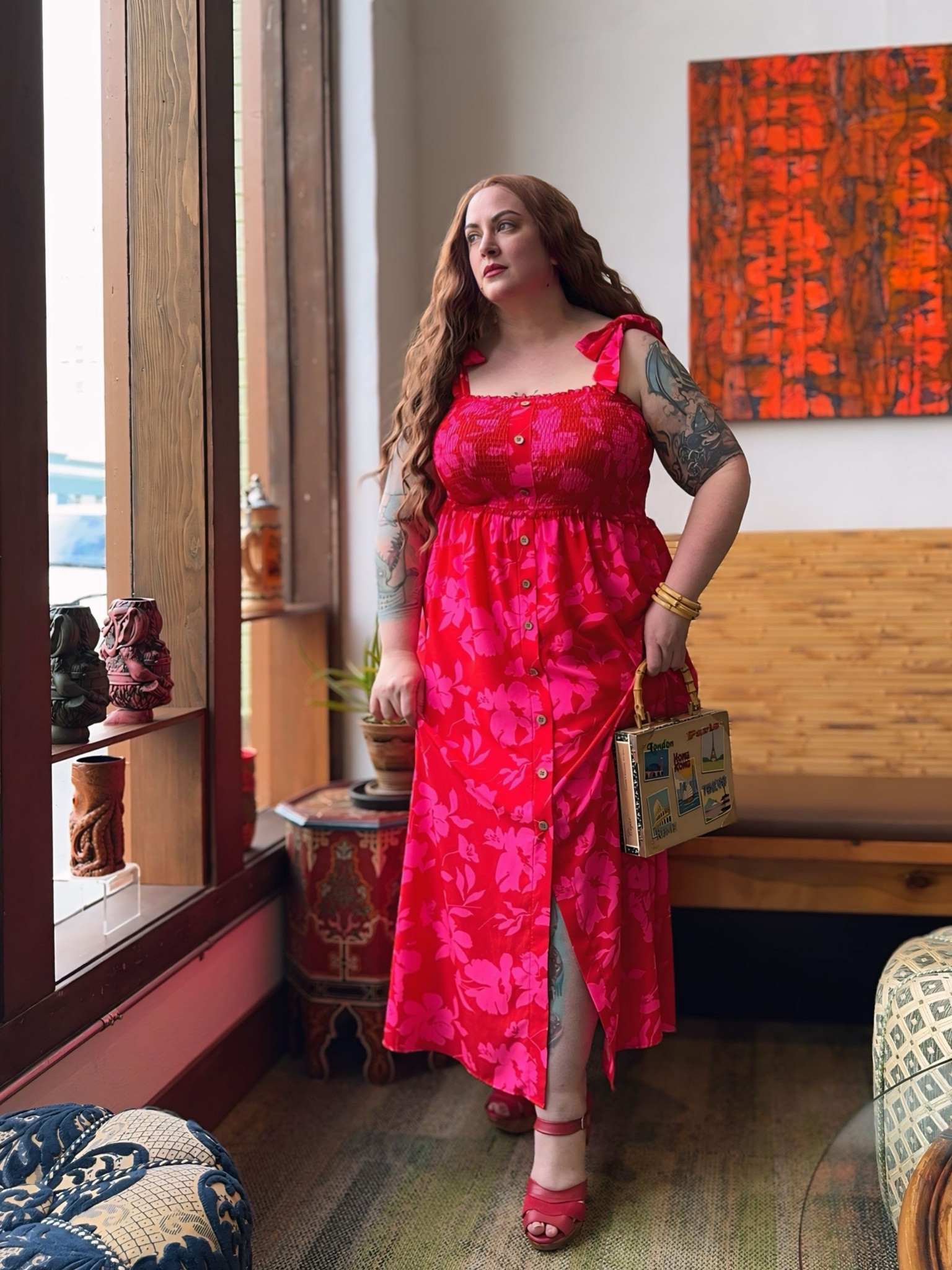 Red floral summer maxi with button front detail 

#LTKFindsUnder50 #LTKOver40 #LTKPlusSize