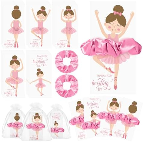 Yinkin 30 Sets Ballerina Party Favors for Girls Hair Scrunchies with Thanks Twirling Cards for Va... | Amazon (US)