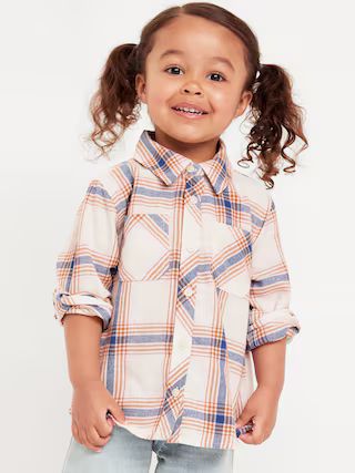 Long-Sleeve Plaid Pocket Shirt for Toddler Girls | Old Navy (US)