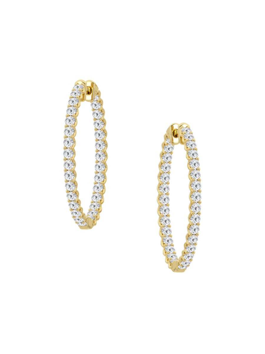 14K Yellow Gold & 3 TCW Natural Diamond Inside-Out Hoop Earrings | Saks Fifth Avenue