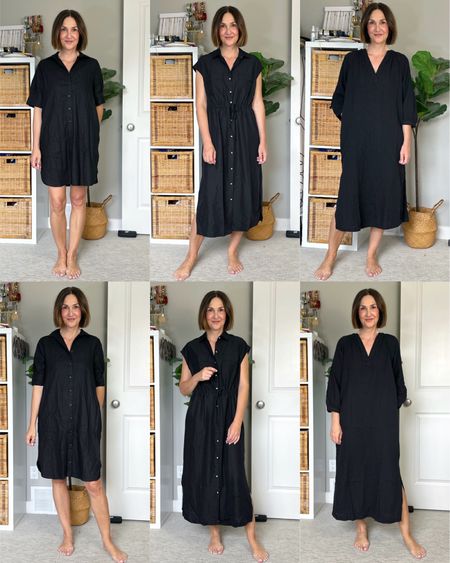 Old Navy black dresses small (top row) vs small tall (bottom row)
For reference I’m 5’ 7, small is my usual size.
First dress is a linen rayon blend, middle is rayon and polyester and the last dress is 100% cotton



#LTKOver40 #LTKFindsUnder50 #LTKStyleTip