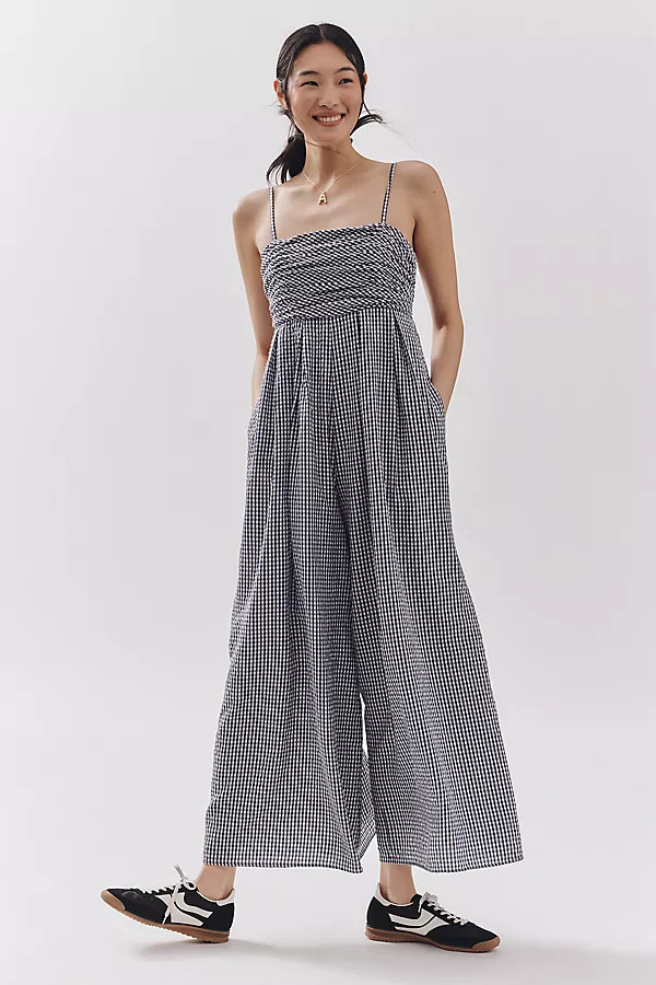 The Mabel Gingham Sleeveless Wide-Leg Jumpsuit | Anthropologie (US)