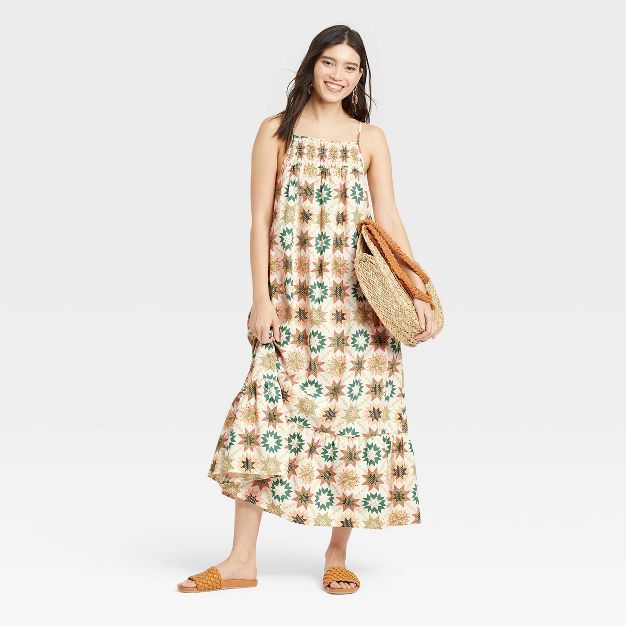 Women's Sleeveless Tiered Dress - Universal Thread™ Cream Ikat | Target