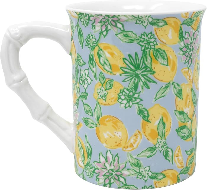 Lilly Pulitzer Cute Coffee Mug with Lemon Pattern, Ceramic Tea Cup with Bamboo Handle, Make Lemon... | Amazon (US)