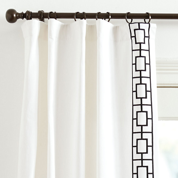 Embroidered Square Trellis Panels Set of 2 Stylish Pattern Curtain Design | Ballard Designs, Inc.