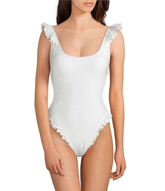 Material Girl Jacey Ruffle Scoop Neck One Piece Swimsuit | Dillards