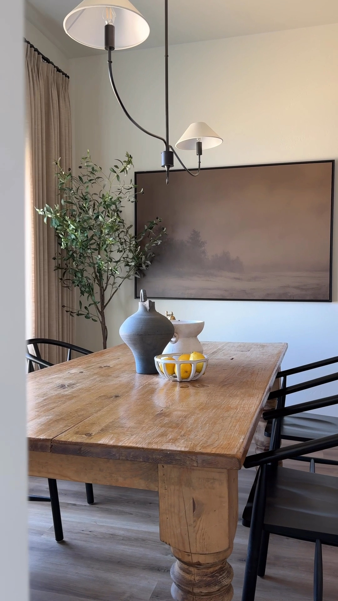 replaced our farmhouse light fixture for something more modern and minimalist, this change completely transformed our dining nook! Linear Chandelier 

#LTKWatchNow #LTKHome