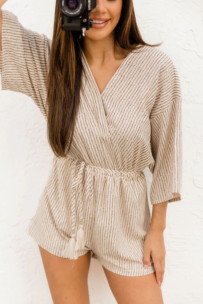 Sweet Escape Taupe Romper | Pink Lily