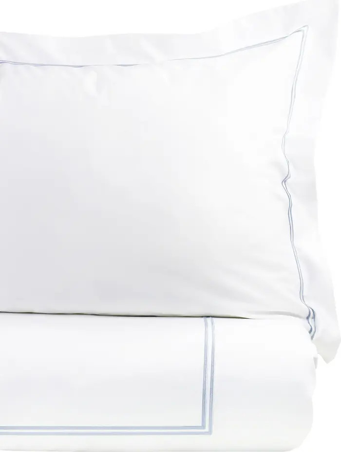 MELANGE HOME King 600 Thread Count Cotton 2 Stripe Embroidered Duvet Set | Nordstromrack | Nordstrom Rack