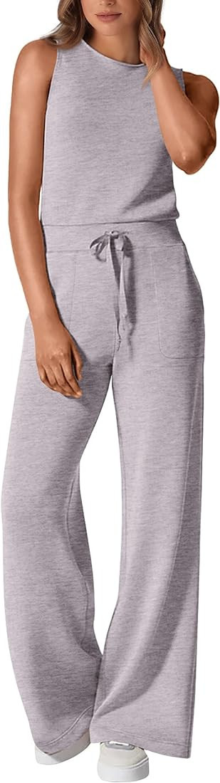 PRETTYGARDEN Womens Jumpsuits Summer Casual One Piece Outfits Sleeveless Wide Leg Long Pants Romp... | Amazon (US)