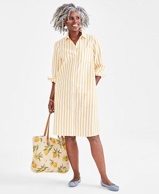 Women's Cotton Striped Shirtdress, Created for Macy's | Macy's
