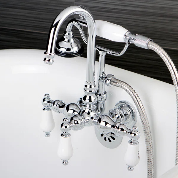 AE10T1 Vintage Triple Handle Wall Mounted Clawfoot Tub Faucet Trim with Diverter | Wayfair Professional