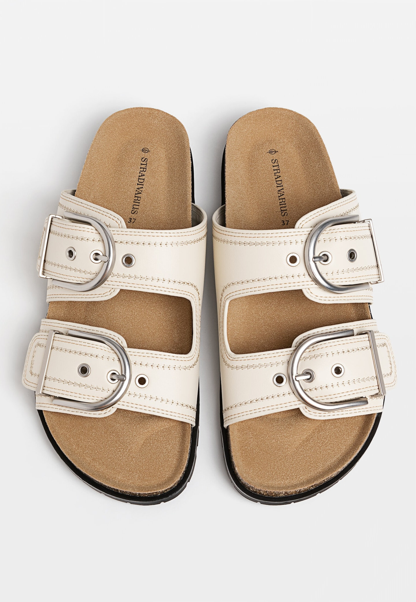 Flat slider sandals with buckles - Women's fashion | Stradivarius United Kingdom | Stradivarius (UK)