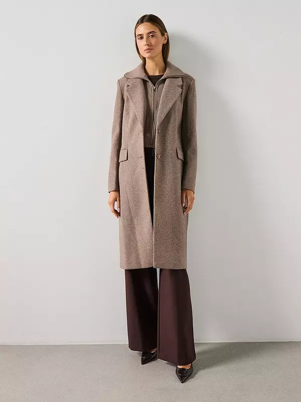 Mango Combined Coat With Detachable Collar - Brown | Very (UK)