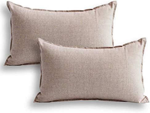 Jeanerlor 12"x20" Cotton Linen Square Decorative Lumber Throw Pillow Case Cushion Cover Set with ... | Amazon (US)